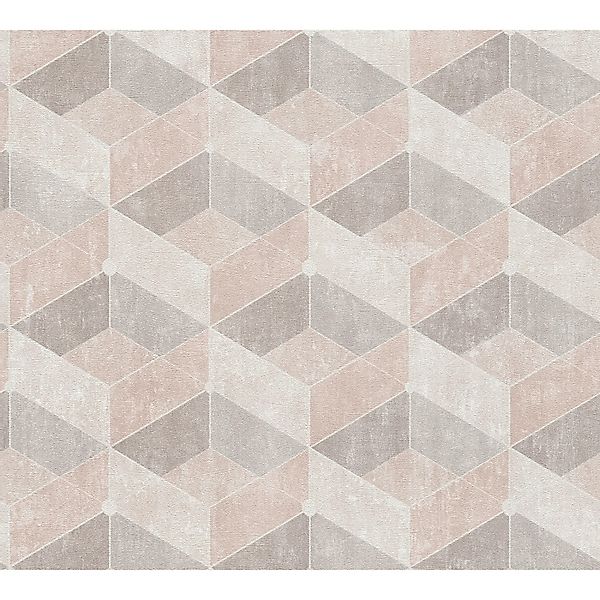 Bricoflor Retro Tapete Grau Rosa Art Déco Vliestapete Geometrisches Muster günstig online kaufen