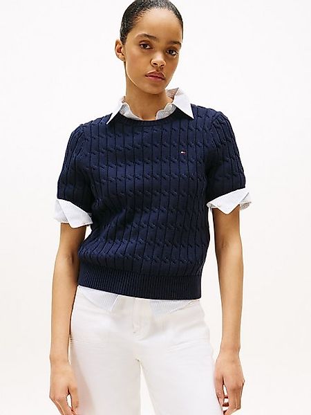 Tommy Hilfiger Strickpullover CO CABLE MID GG S/S C-NK SWT mit Zopfmuster günstig online kaufen