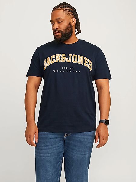Jack&Jones T-Shirt mit Label-Print Farbe blau Größe: 4XL günstig online kaufen