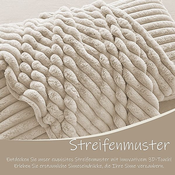 KEAYOO Bettwäsche Flauschiger Kunstfell-Streifen, 2 teilig, günstig online kaufen