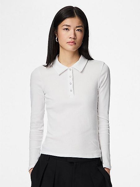 pieces Langarm-Poloshirt PCKITTE LS POLO TOP JRS NOOS mit gerippter Struktu günstig online kaufen