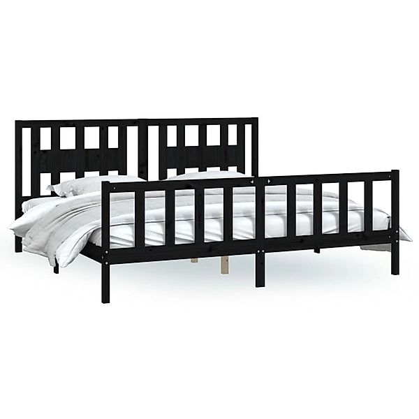vidaXL Massivholzbett mit Kopfteil Schwarz Kiefer 200x200 cm1668535 günstig online kaufen