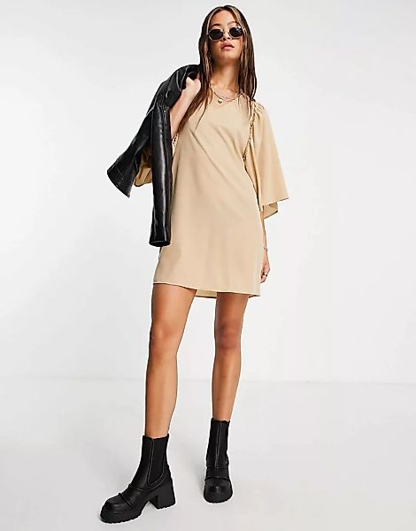 Vero Moda – Kleid in Beige mit Flatterärmeln-Braun günstig online kaufen
