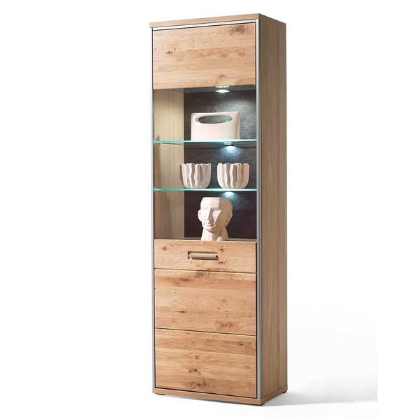 Wohnzimmeranbauwand in Asteiche Bianco furniert Landhausstil (vierteilig) günstig online kaufen