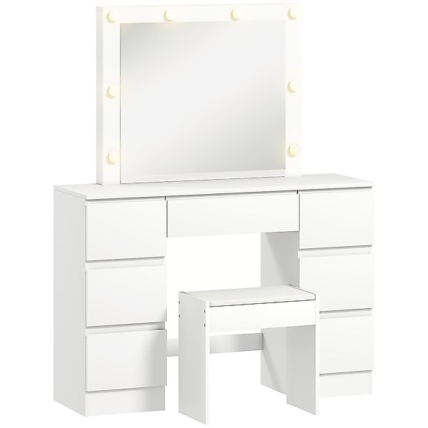 HOMCOM Toilettentisch mit 8 LED-Lichtern, 3 Farben, verstellbare Helligkeit günstig online kaufen
