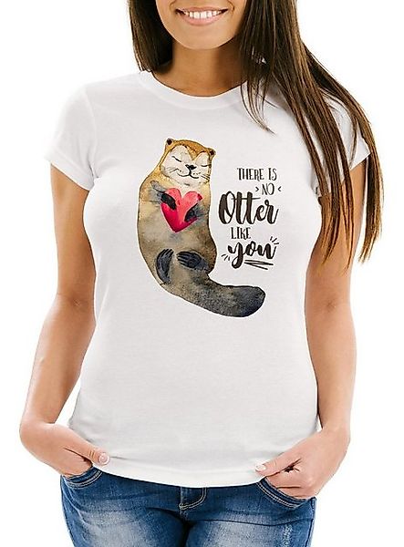 MoonWorks Print-Shirt Damen T-Shirt There is no otter like you Liebe Spruch günstig online kaufen