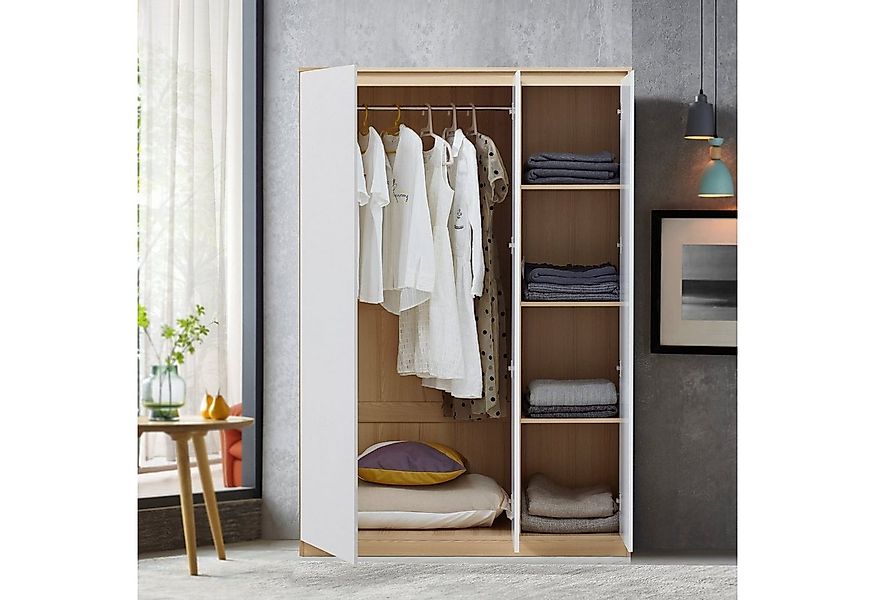 en.casa Kleiderschrank »Bastheim« 3 Türen, 1 Stange, 4 Fächer 176x120x52 cm günstig online kaufen