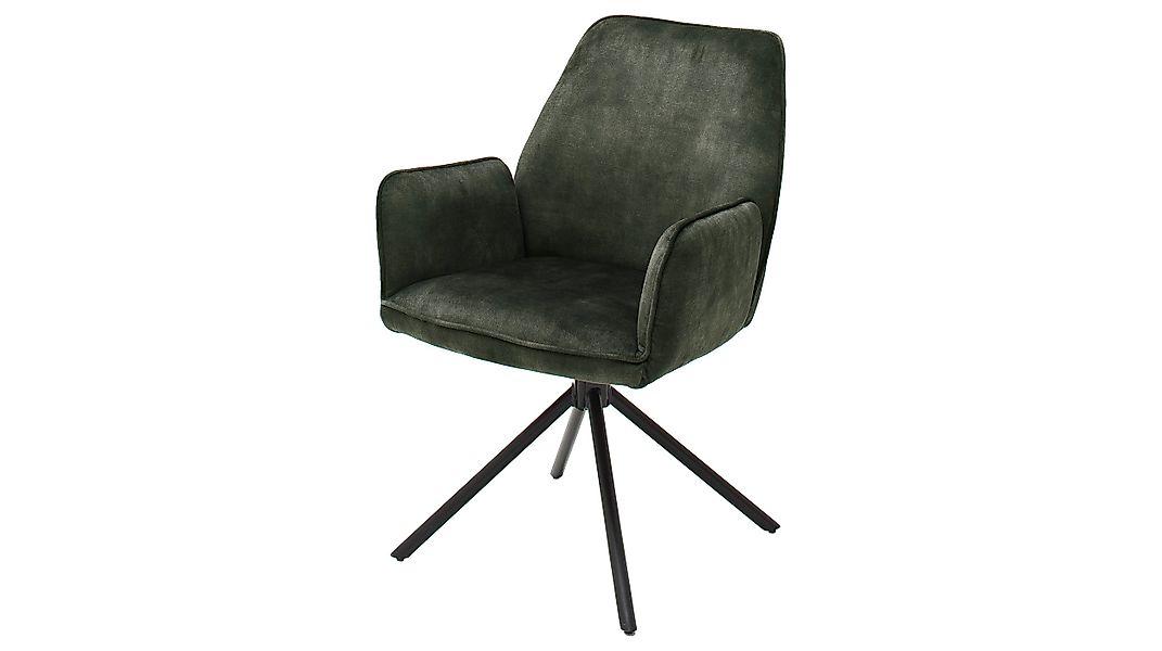 Massivart® Polsterstuhl Armlehne drehbar / anthrazit / grau / olive / Velou günstig online kaufen