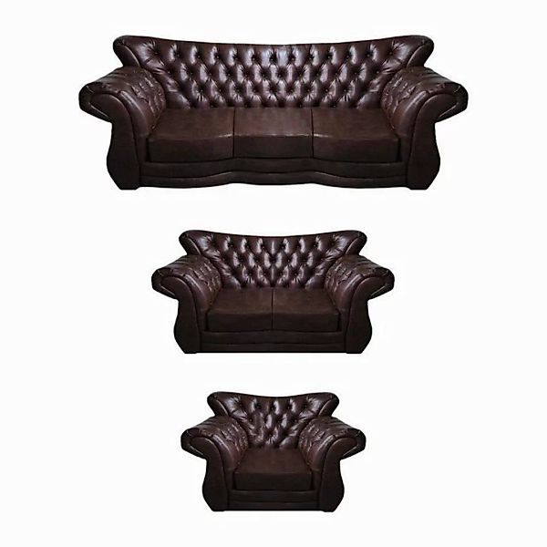 JVmoebel Chesterfield-Sofa Sofas Komplett 3tlg Wohnzimmer Chesterfield Desi günstig online kaufen