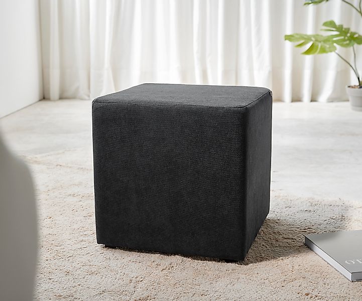 Sitzhocker Dado 45x45 cm Mikrofaser Schwarz günstig online kaufen