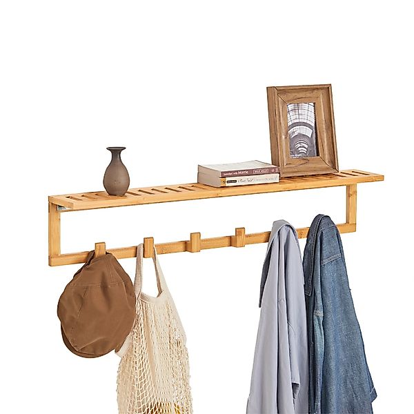 SoBuy Wandgarderobe FHK06, Flurgarderobe Badregal mit 6 Haken und Ablage günstig online kaufen