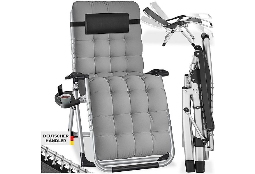 tectake Gartenstuhl Sonnenliege, klappbar, 84 x 168 x 82,5 cm, mit Ablageti günstig online kaufen