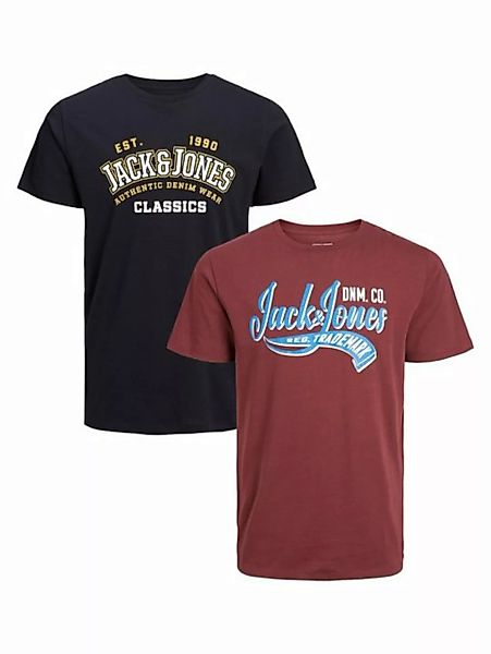 Jack & Jones T-Shirt 2-er Set Logo T-Shirt Kurzarm Basic Shirt JJELOGO (2-t günstig online kaufen