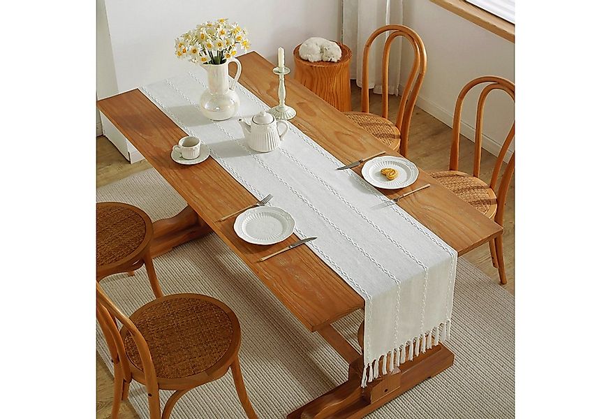 BYSURE Tischläufer, Rustikaler Tischdekoration mit Quasten günstig online kaufen