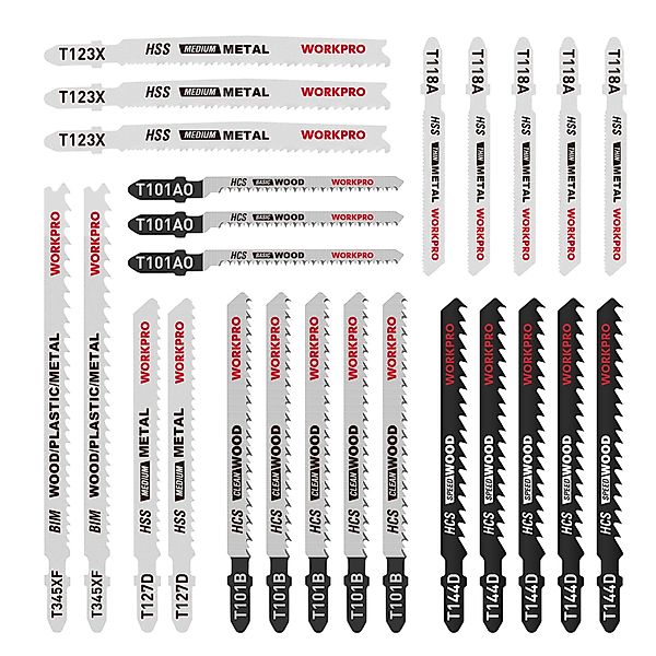 WorkPro Stichsägeblatt Set, 25tlg. T-Schaft Stichsägeblätter günstig online kaufen