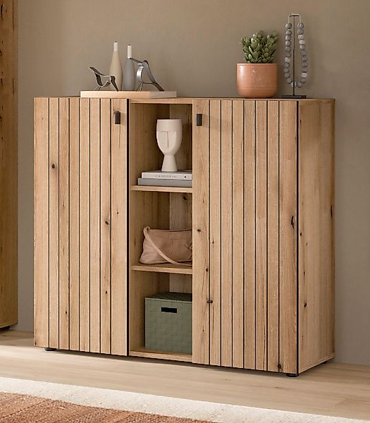 INOSIGN Schuhschrank "TATIO, Breite 106 cm, Rillenoptik, offene Fächer, 2 T günstig online kaufen