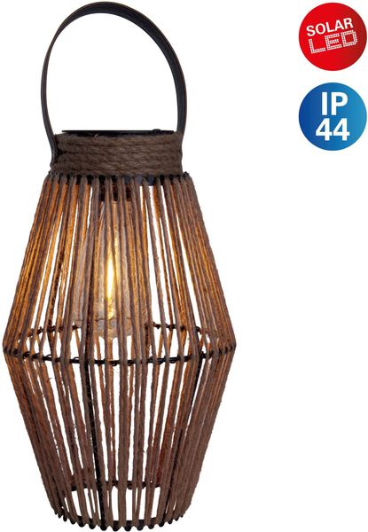 Näve LED-Solarleuchte Korbinian Natur Dunkel Ø 18 cm x 30 cm günstig online kaufen