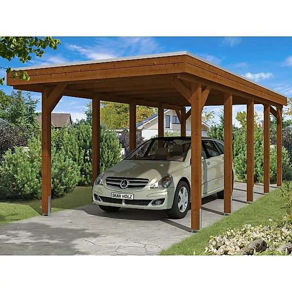 Skan Holz Einzelcarport Holz Nussbaum 314 cm x 708 cm günstig online kaufen