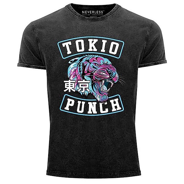 Print-Shirt Neverless® Herren T-Shirt Vintage Shirt Printshirt Tokio Punch günstig online kaufen