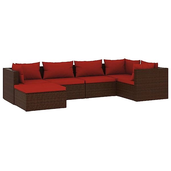 vidaXL 6-tlg Garten-Lounge-Set mit Kissen Poly Rattan Braun Modell 26 günstig online kaufen