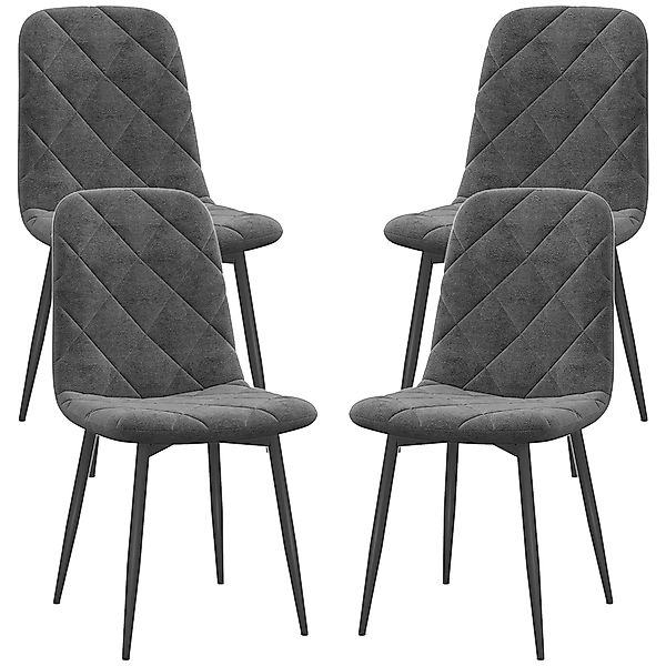 HOMCOM Esszimmerstühle 4er Set Küchenstuhl mit Rückenlehne, Samtoptik, Mode günstig online kaufen