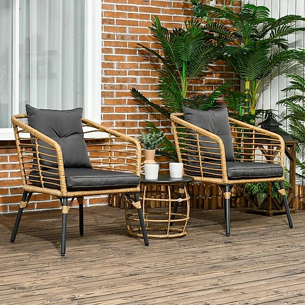 Outsunny Sitzgruppe Bistro-Set, wetterbeständig, (Gartengruppe, 3-tlg., günstig online kaufen