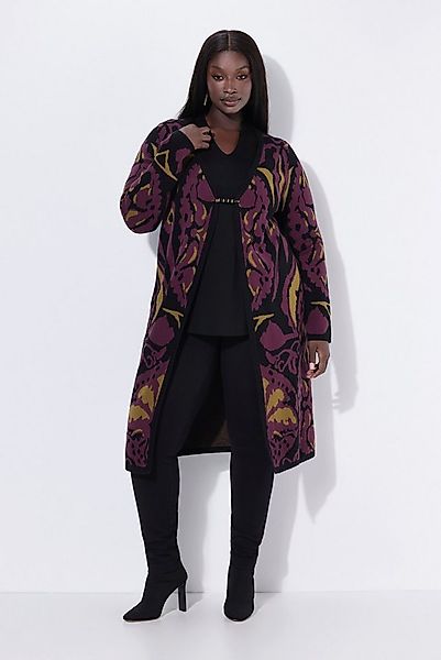 Ulla Popken Strickjacke Long-Strickjacke Ziernadel V-Ausschnitt Langarm günstig online kaufen