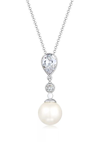 Nenalina Perlenkette "Anhänger mit Zirkonia Tropfen und Synthetische Perle" günstig online kaufen