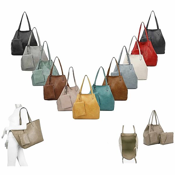 ITALYSHOP24 Schultertasche Damen Tasche SET 2in1 günstig online kaufen