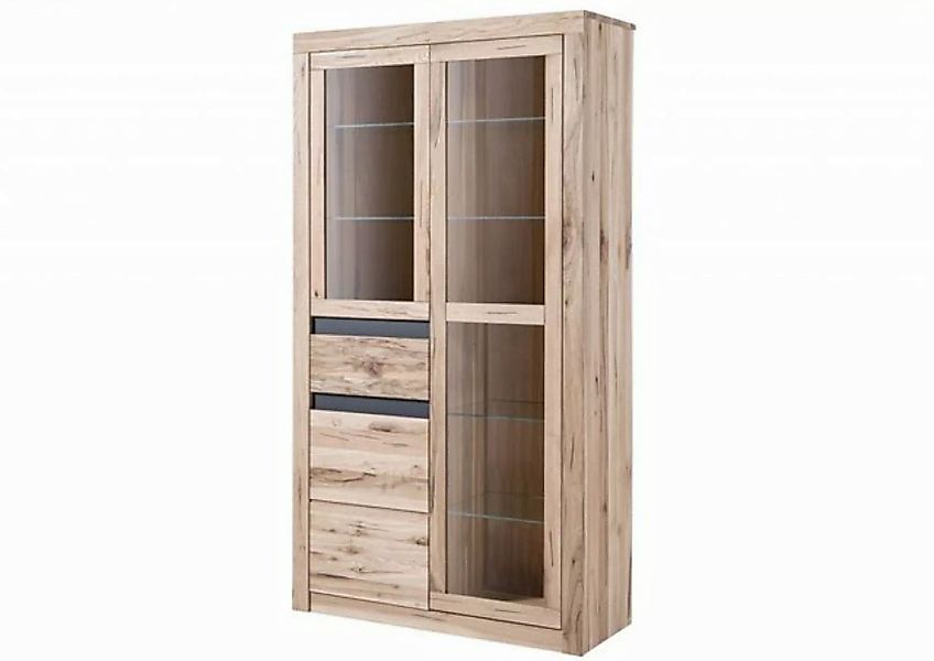 Massivmoebel24 Standvitrine (Vitrine Wild-/ Zerreiche 110x42x200 bianco geö günstig online kaufen