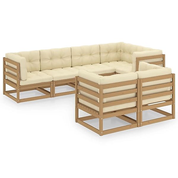 7-tlg. Garten-lounge-set Mit Kissen Kiefer Massivholz günstig online kaufen