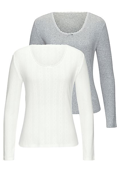 Vivance Langarmshirt (2er-Pack) aus weichem Pointelle-Strick günstig online kaufen