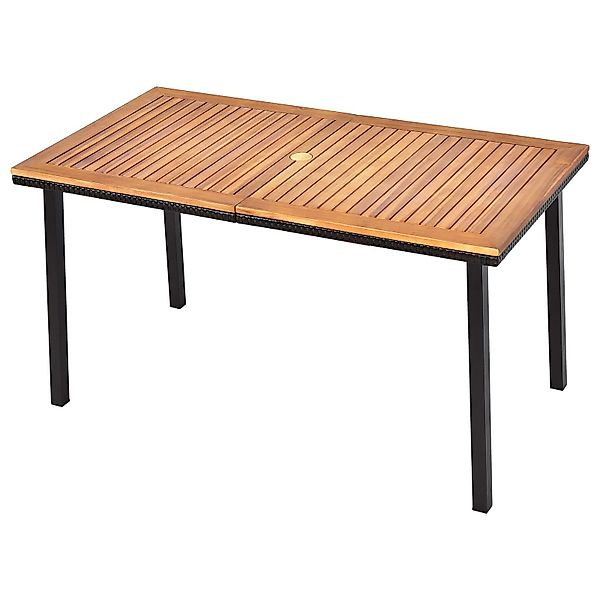 COSTWAY Gartentisch, mit Schirmloch, Akazienholz massiv, günstig online kaufen