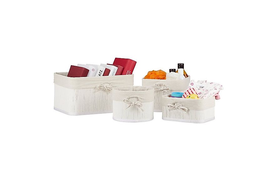 relaxdays Aufbewahrungskorb 16 tlg. Aufbewahrungskorb Set aus Bambus günstig online kaufen