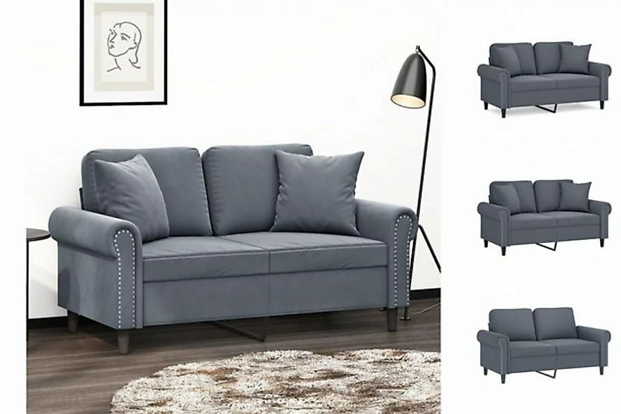 vidaXL Sofa 2-Sitzer-Sofa mit Zierkissen Dunkelgrau 120 cm Samt günstig online kaufen