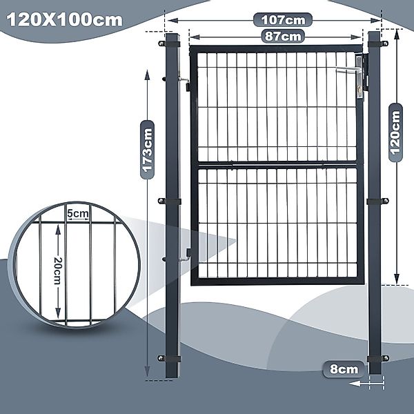 Clanmacy Gartentor Gartentor Gartentür 120x100cm Zauntor günstig online kaufen