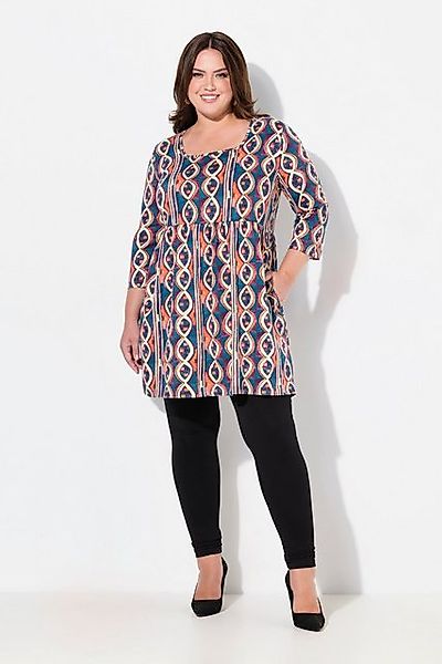 Ulla Popken Longshirt Longshirt bedruckt A-Linie V-Ausschnitt 3/4-Arm günstig online kaufen