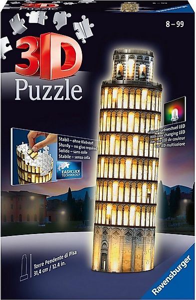Ravensburger 3D-Puzzle Schiefer Turm von Pisa bei Nacht, 216 Puzzleteile, m günstig online kaufen