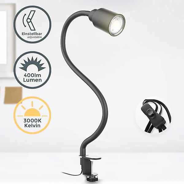 B.K.Licht Schreibtischleuchte, Leuchtmittel GU10   LED wechselbar, Klemmleu günstig online kaufen