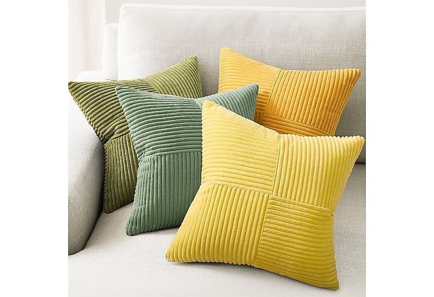 Topfinel Kissenbezug 40x40 4er set Kissenbezüge 50x50 Kordsamt mit Streifen günstig online kaufen
