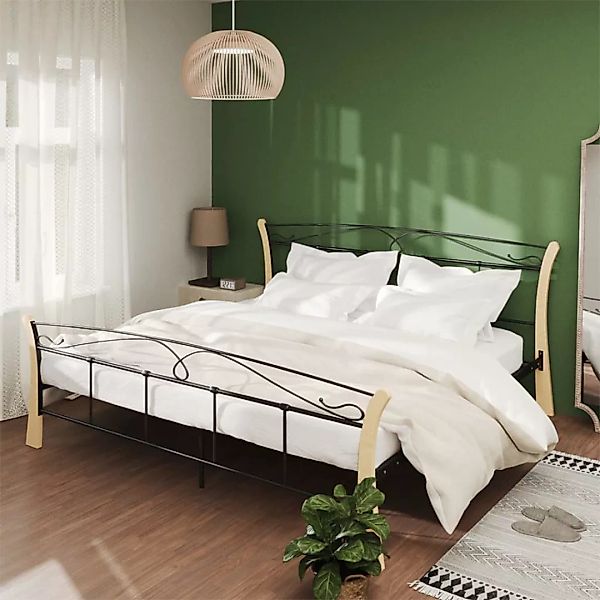 Bett Schwarz Metall 200x200 Cm günstig online kaufen