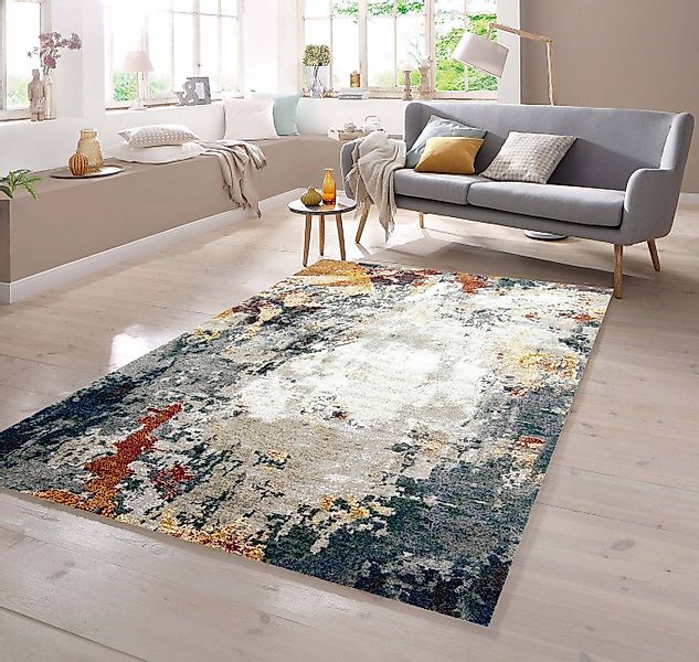 TeppichHome24 Teppich Teppich abstraktes Design grau blau rot, rechteckig günstig online kaufen