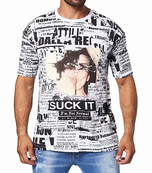 Black Island T-Shirt Herren OVERSIZE T-Shirt mit Allover Print in Loose Fit günstig online kaufen