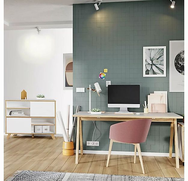 Lomadox Aktenschrank HOLM-01 Büro Möbel Set mit 160 cm Schreibtisch Kommode günstig online kaufen