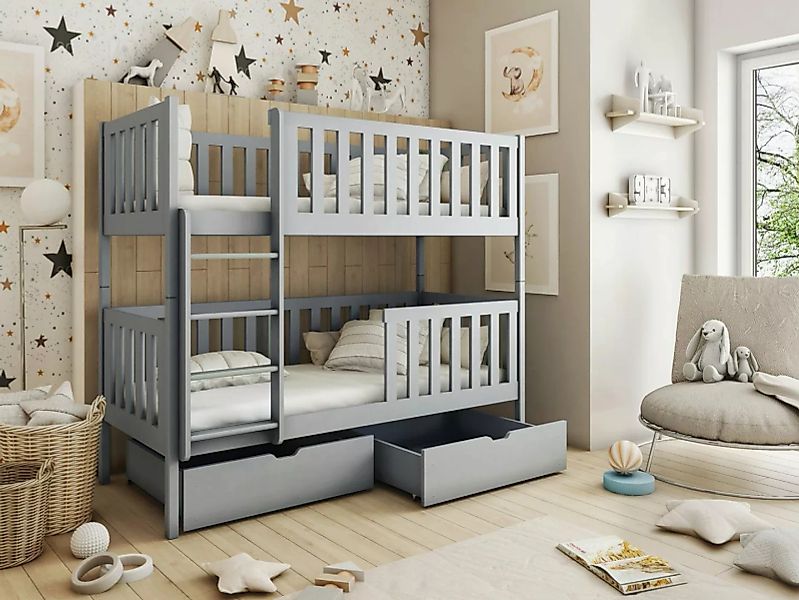Deine Möbel 24 Etagenbett Hochbett MANUEL für 2 Kinder 90x200 GRAU aus Mass günstig online kaufen