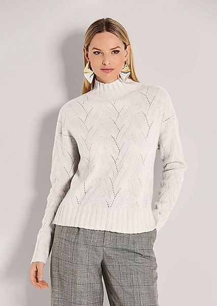 MADELEINE Strickpullover Hochwertiger Wollpullover mit Strukturstrick Fanta günstig online kaufen