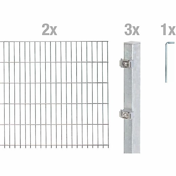 Metallzaun Grund-Set Doppelstabmatte feuerverzinkt 2 x 2 m x 1,6 m günstig online kaufen