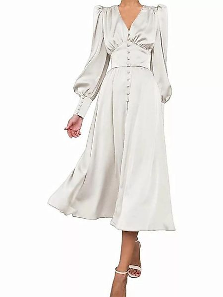 FIDDY A-Linien-Kleid Langärmliges Maxikleid für Damen, lange Ballonärmel, K günstig online kaufen