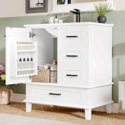 TavilaEcon Waschbeckenschrank Bodenstehender Badezimmerschrank mit integrie günstig online kaufen