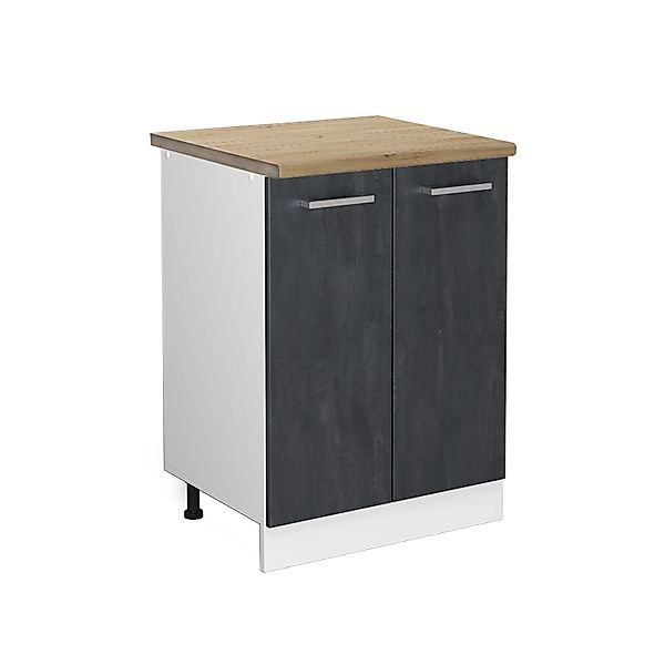 Vicco Küchenunterschrank R-Line Küchenkommode Schwarz Beton/Weiß 60 cm AP E günstig online kaufen